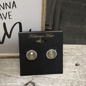 NWT Katheryn Kent Yellow Glitter & Crystal Pierced Earrings!